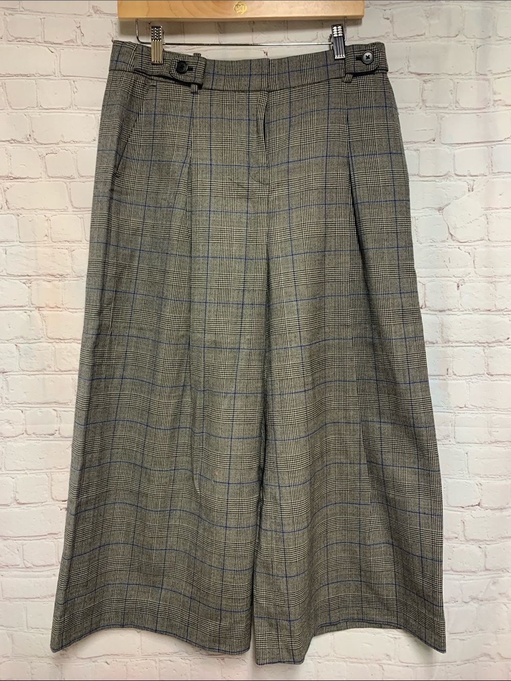 NEW J. Crew Plaid Lightweight Wool Gaucho Wide Leg Crop Trousers Pants Size 8